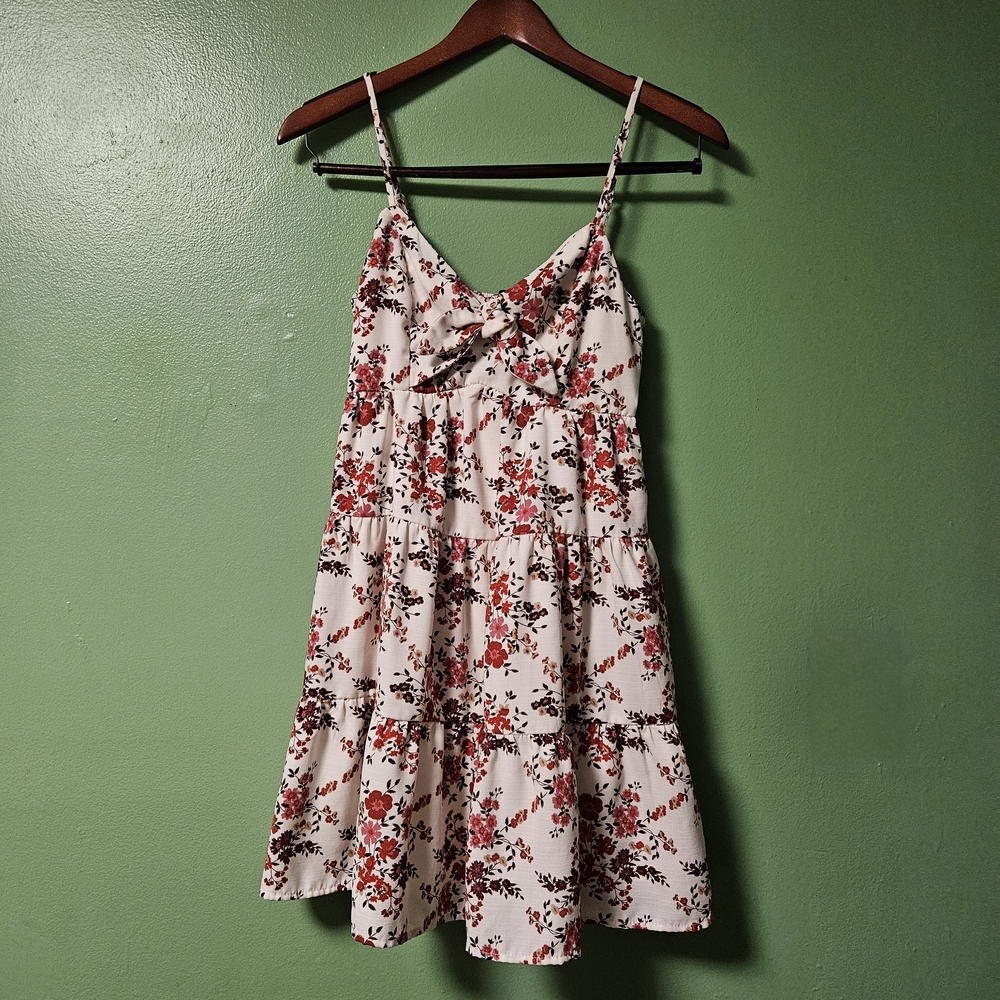 Trixxi Womens Floral Print Above Knee Tiered Mini Dress Juniors‎ Size Small